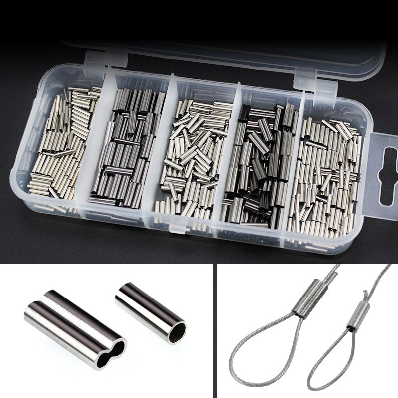 Fishing Line Box - Simples ou Duplo Barril Crimping Sleeves,